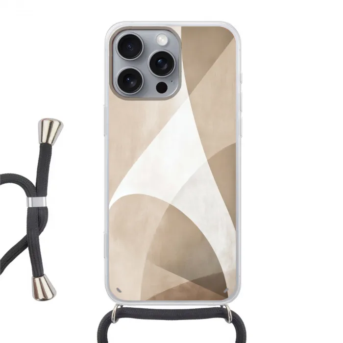 Vloeiende vlakken - Harmonieus - Golvend Hoesje iPhone 16 Pro Max met koord klein -3d