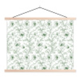 Bloemen - Getekend - Groen textielposter latten blank klein 122 -3d