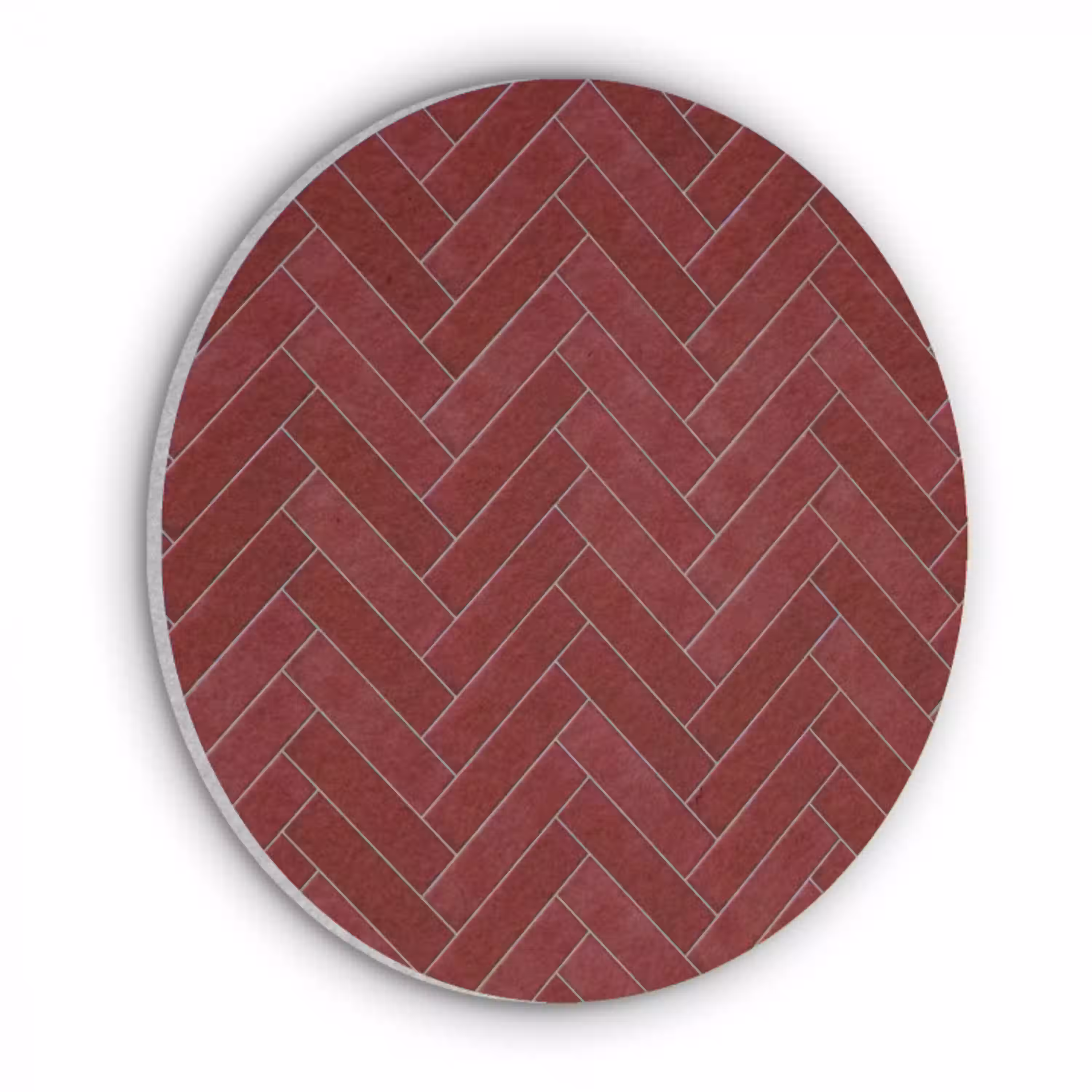 Visgraat - Wandtegel - Bordeaux - Rood Akoestische PET Vilt - Rond klein 838 -3d