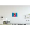 Muis - Kimono - Bloemen - Blauw textielposter latten blank klein -kinderkamer