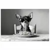 Chihuahua - Hond - Zonnebril - Humoristisch - Zwart - Wit - Spaghetti poster papier klein -3d