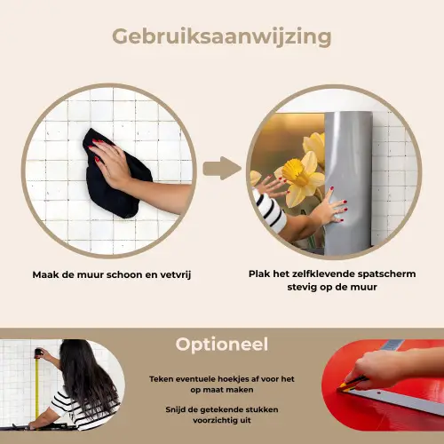 Bloemen - Geel - Wazig keuken achterwand spatscherm klein -gebruiksaanwijzing_NL