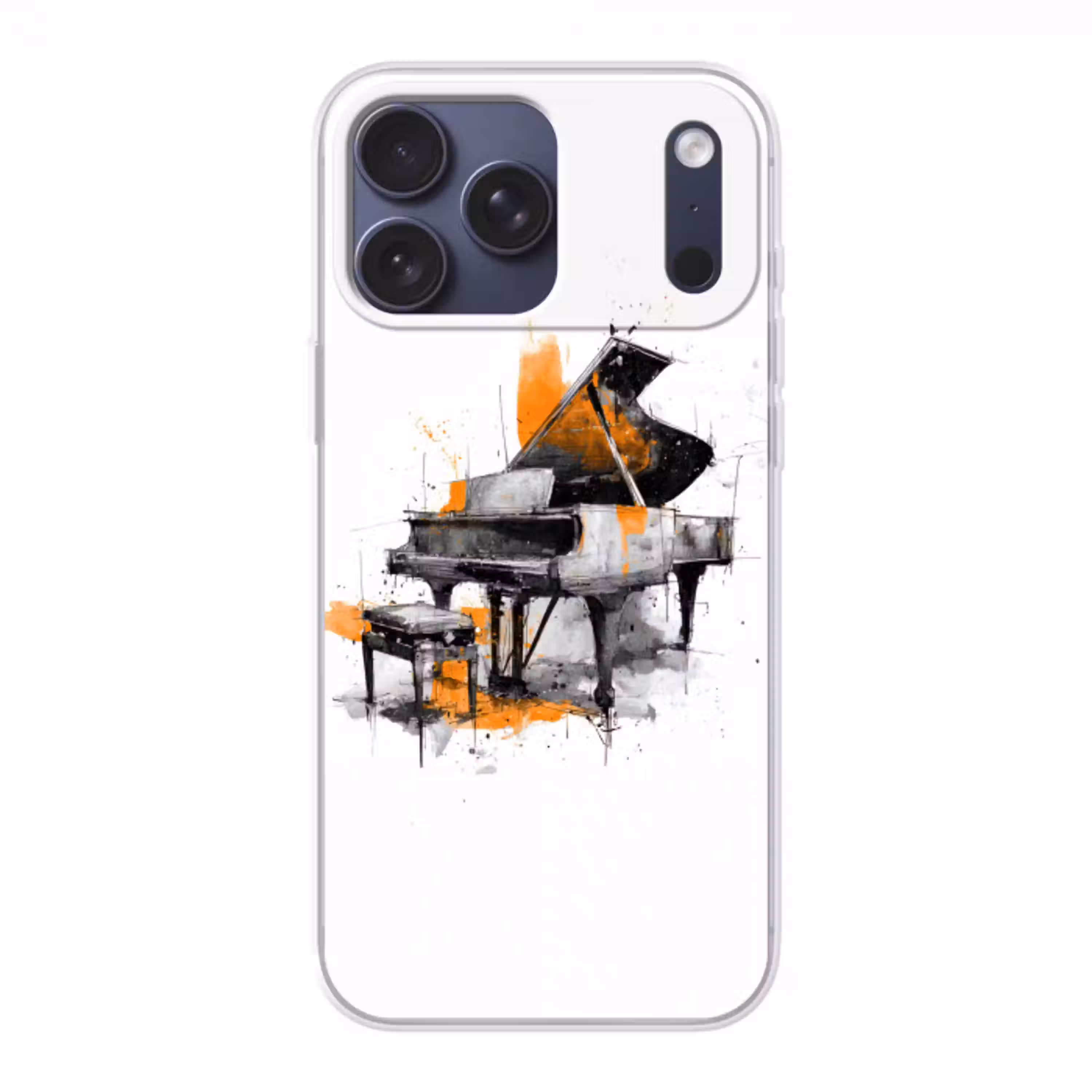 Piano - Oranje - Zwart - schets lijnen Telefoonhoesje iPhone 17 Pro Max klein -3d