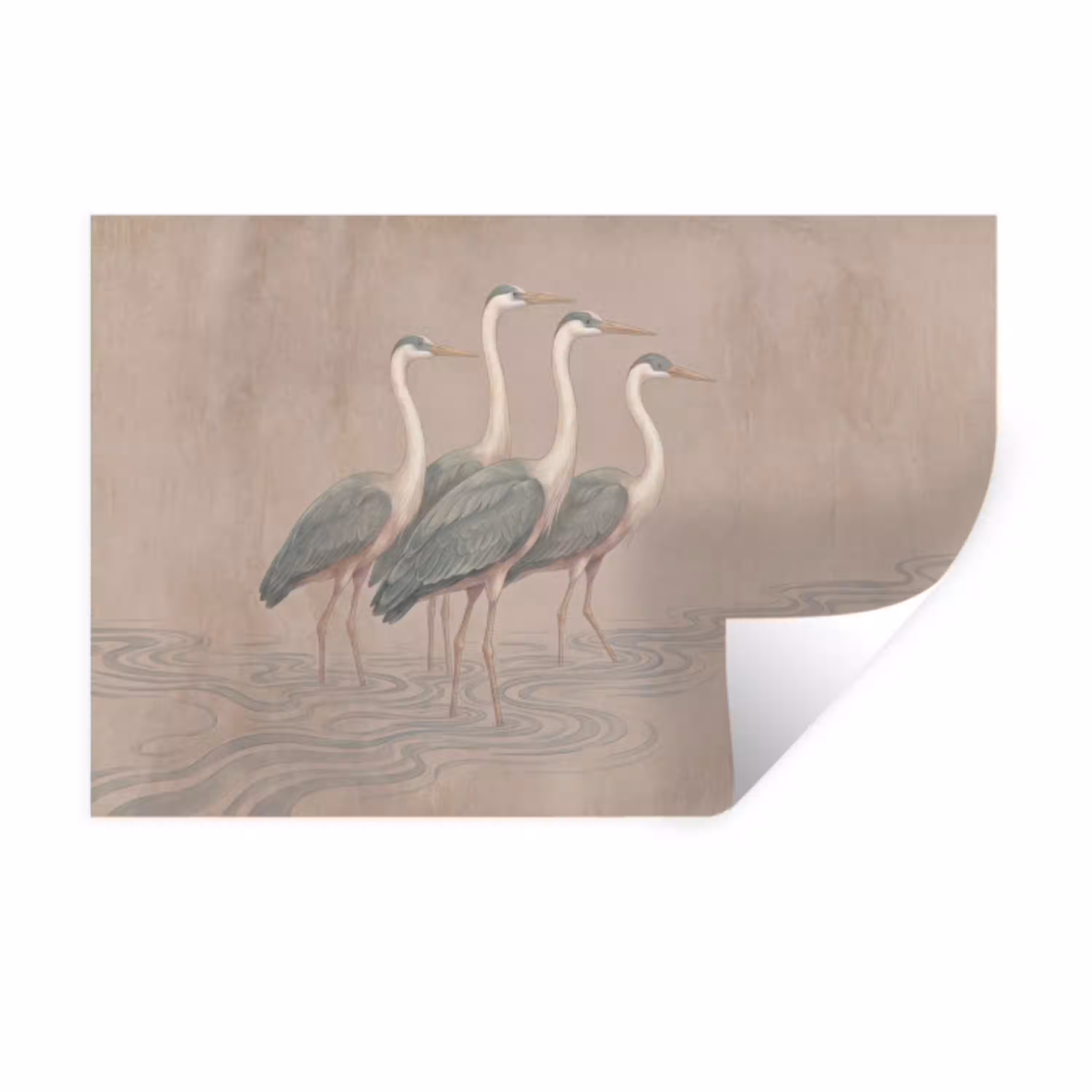 Vogel - Water - Natuur - Vintage Muursticker klein -3d