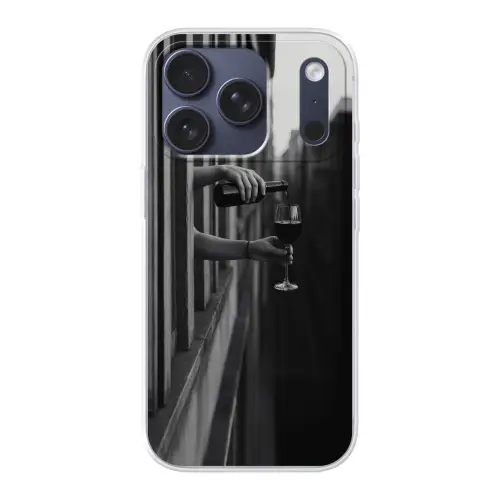 Wijnfles - Glas - Handen - Raam Telefoonhoesje iPhone 17 Pro klein -3d