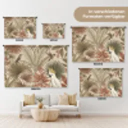 Tropisch - Vogels - Beige Wandkleed katoen klein -tsfeer8_DE