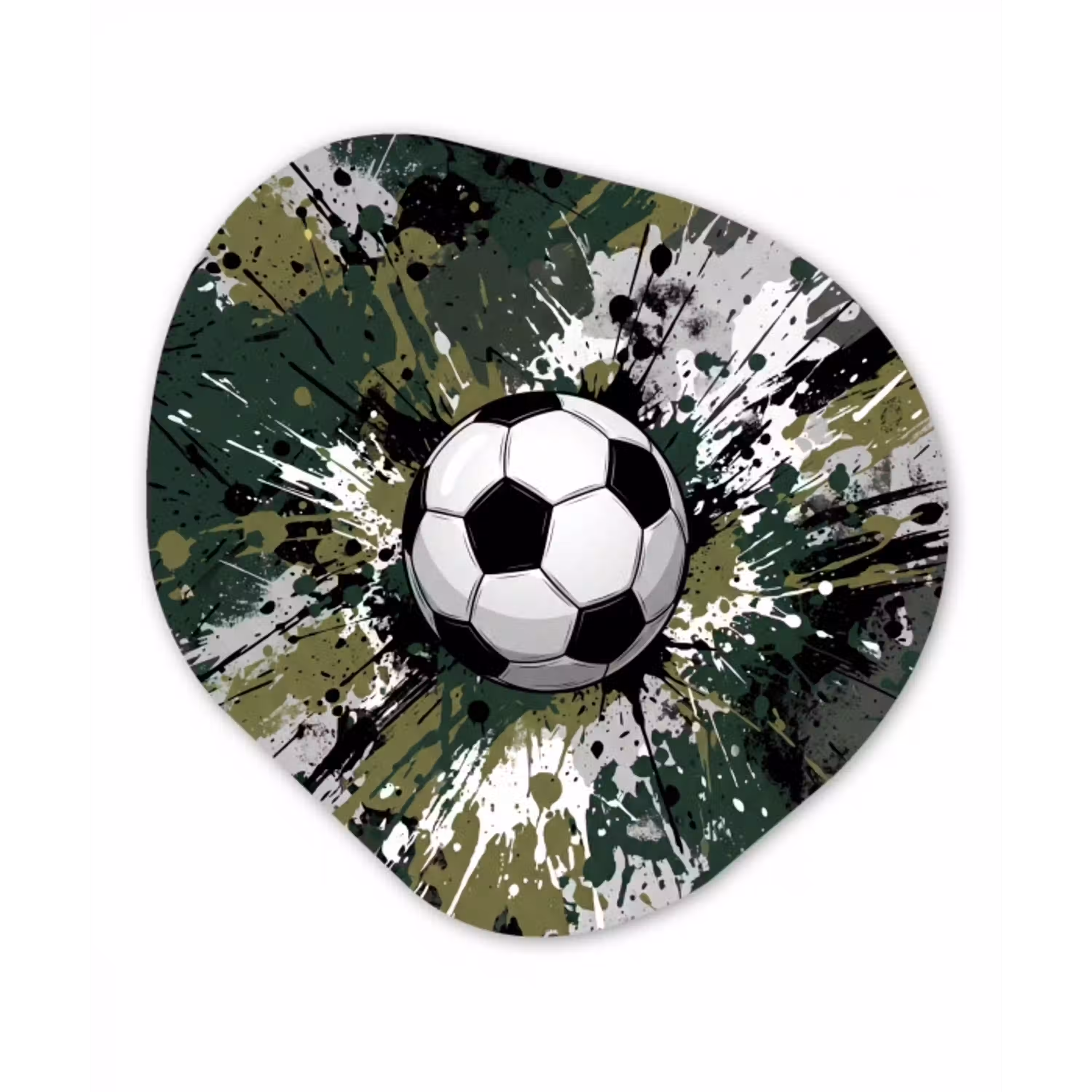 Voetbal - Verf - Spetters - Groen Wandcirkel Organisch Forex 3mm klein -3d