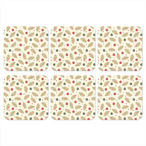Patroon - Kerst - Symbolen - Beige onderzetter kurk middel 366 -3d