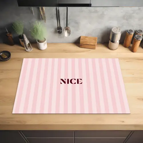 Nice - Strepen - Roze Inductie beschermer vinyl 3mm klein -sfeer5