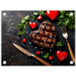 Steak - Hart - Bestek tuinposter los doek klein -3d