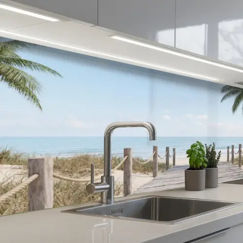 Palmbomen - Pad - Horizon keuken achterwand 2 middel -3d_schuin