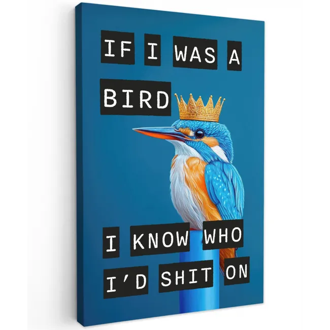 Vogel - Decoratie - Ijsvogel - Blauw Tuinposter op houten frame 2 cm dik klein -3d