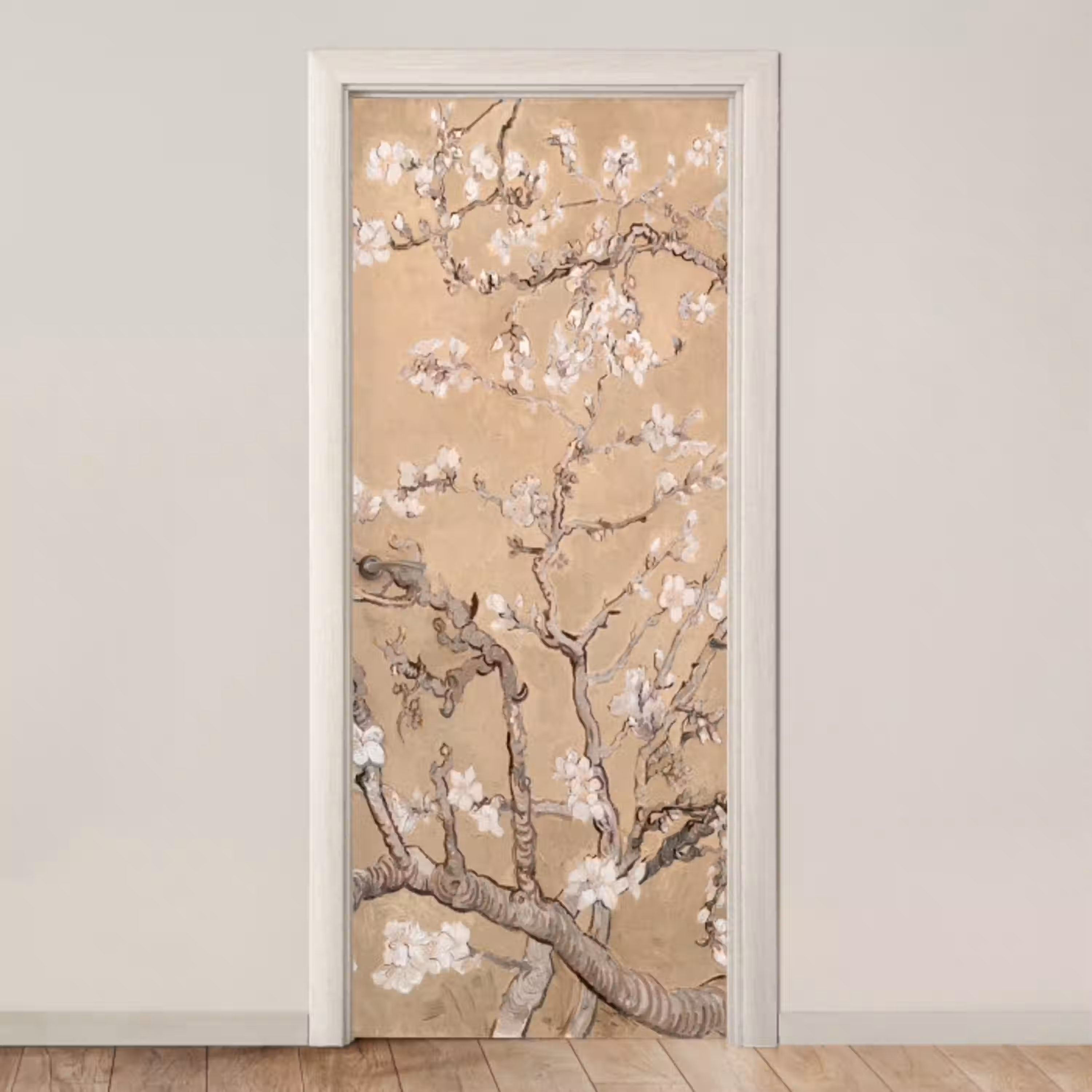 Amandelbloesem - Kunst - Van Gogh - Beige deurposter klein -3d_beige