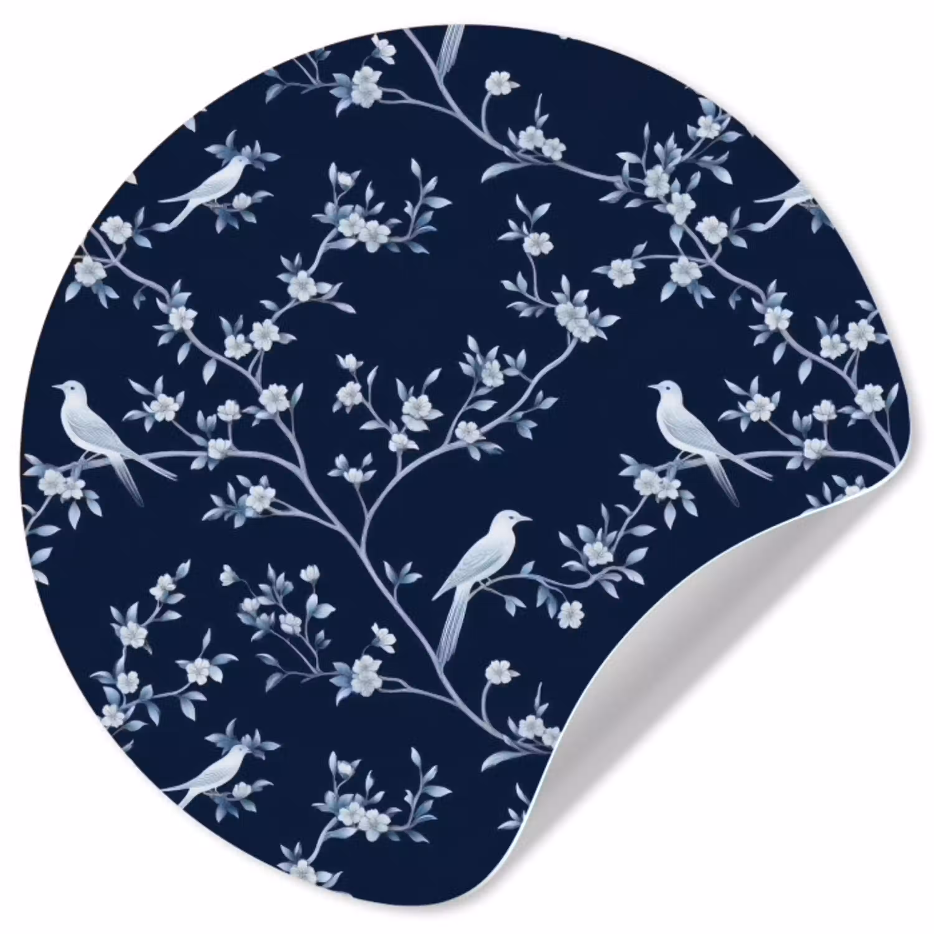 Grafisch - Bloesemtak - Blauw Wandcirkel behangsticker klein 186 -3d