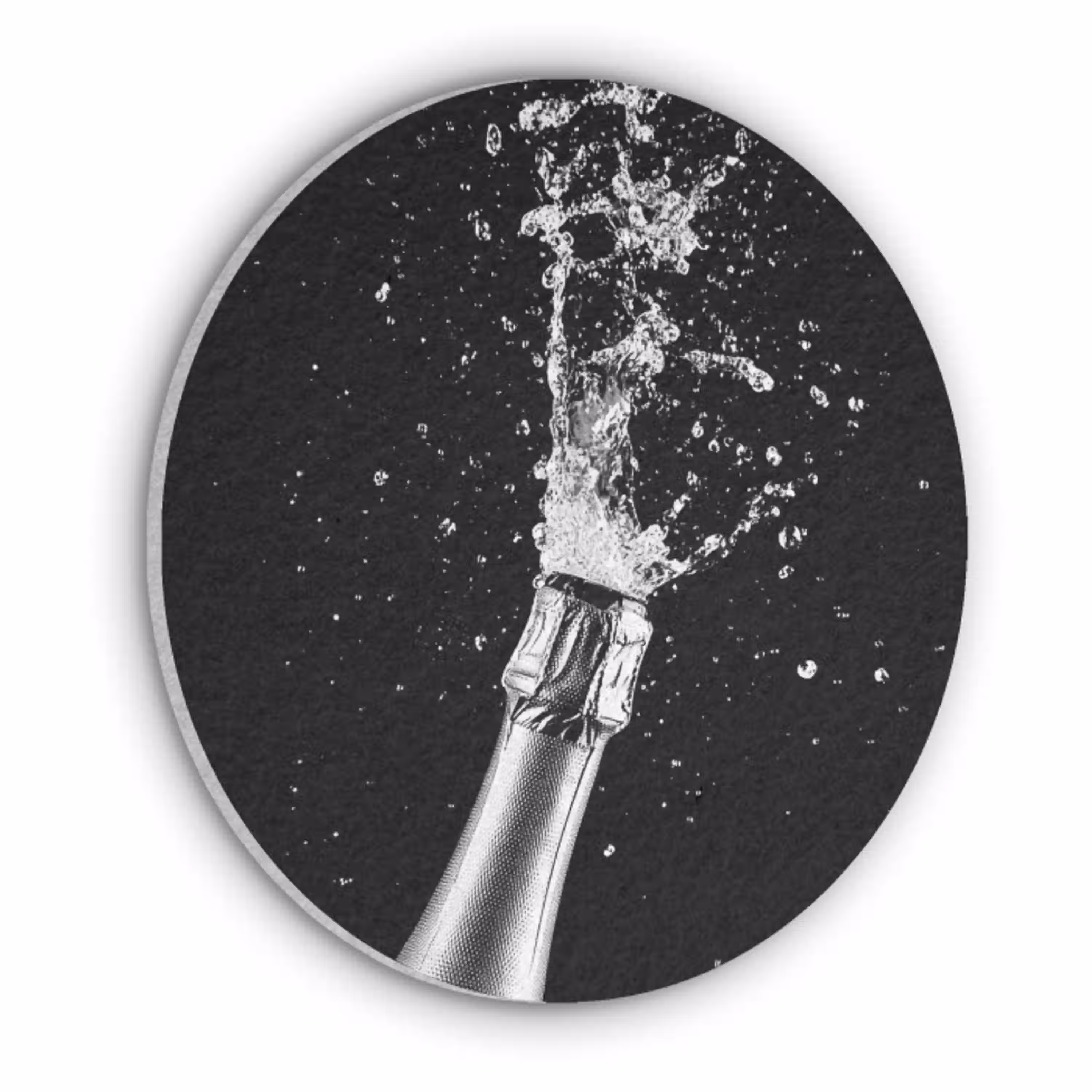 Champagne - Zwart - Spetters - Popping Akoestische PET Vilt - Rond klein -3d