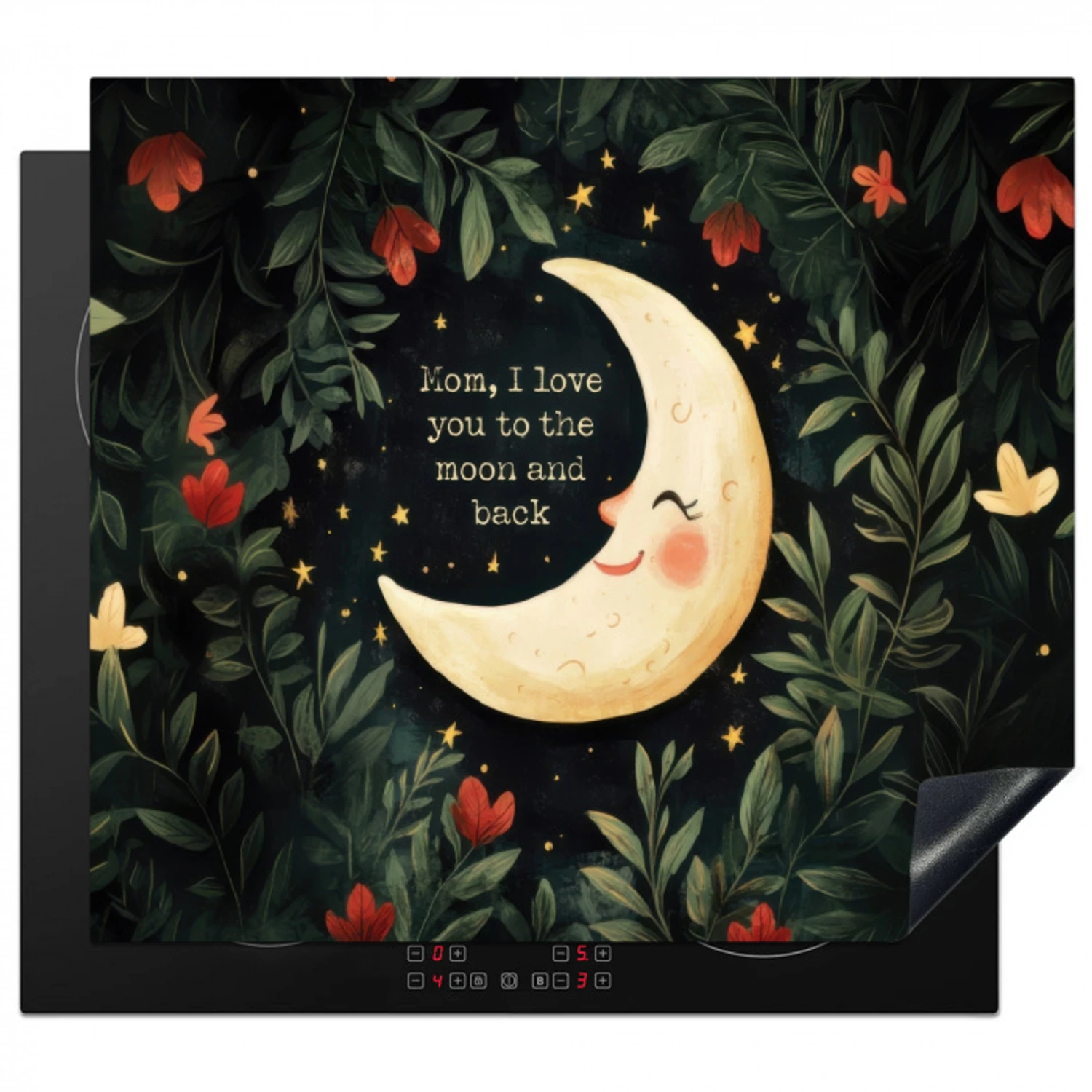 Maan - Quote - Bloemen - Sterren Inductie beschermer vinyl 3mm middel -3d