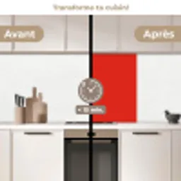 Rood - Kleur - Effen keuken achterwand 2 middel 865 -voor-na2_FR