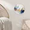 Goud - Blauw - Watercolor - Kunst - Modern Wandcirkel kunststof plaat 5mm dik klein -sfeer5