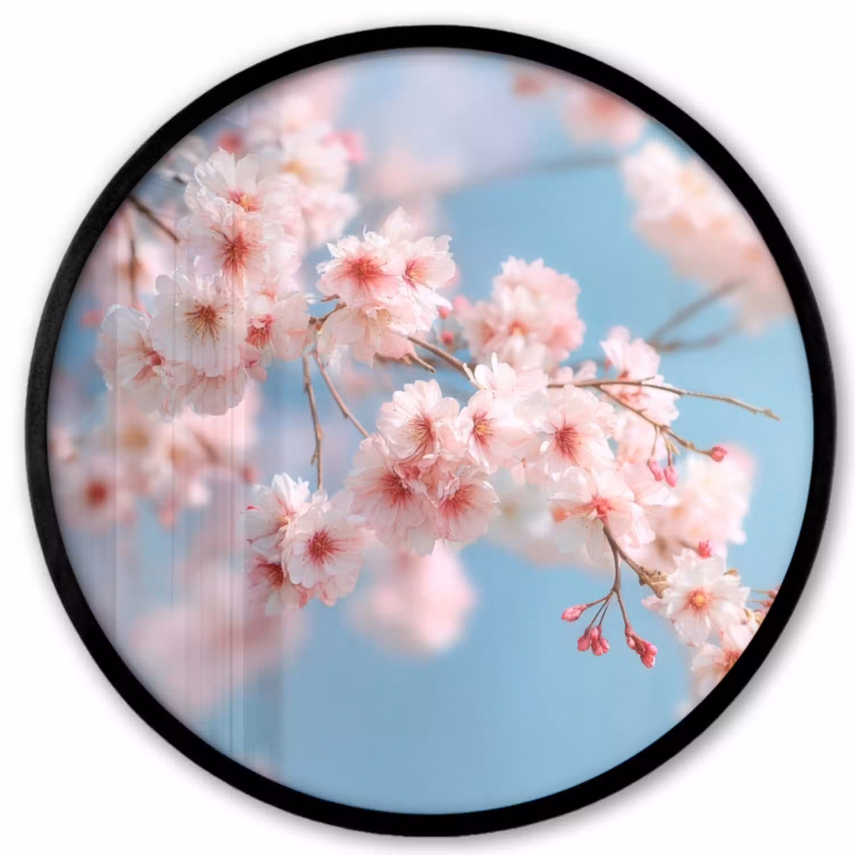 Takken - Bloesems - Roze Fotolijst rond zonder passe partout klein -3d