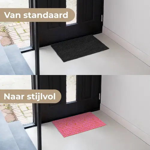 Organisch - Raster - Roze Deurmat klein 898 -voor-na_NL