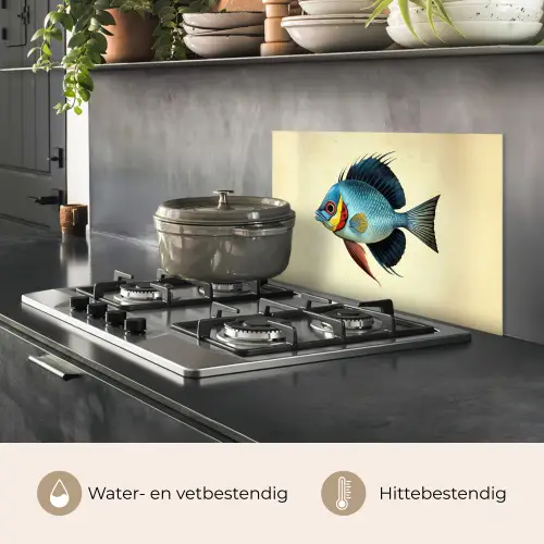 Blauw - Kieuwen - Vis - Illustratie keuken achterwand spatscherm klein -usp_NL