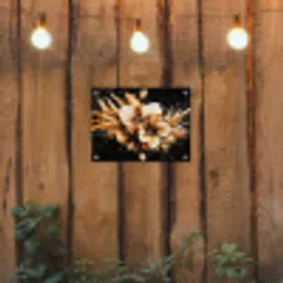 Bloemen - Goud - Graffiti - Zwart - Abstract tuinposter los doek klein -sfeer1