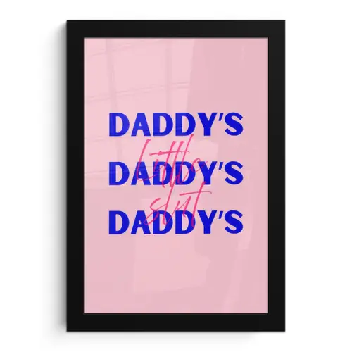Daddy's - Blauw - Blokletters fotolijst zwart zonder passe partout klein -3d