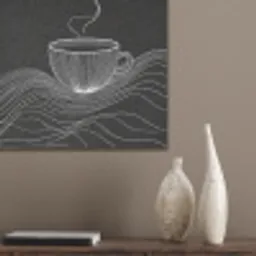 Lijntekening - Koffiekop - Zwart PET vilt klein -sfeer6_closeup