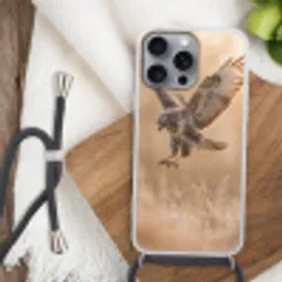 Buizerd - Roofvogel - Natuur - Bruin Hoesje iPhone 16 Pro Max met koord klein -sfeer4