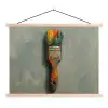 Verf - Kwast - Schilderij textielposter latten blank klein -3d