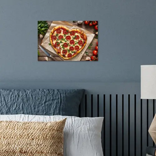 Pizza - Hart - Pepperoni - Tomaat poster papier klein -sfeer2