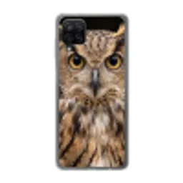 Oehoe - Uil - Portret - Bruin Telefoonhoesje Samsung Galaxy A12 klein -3d