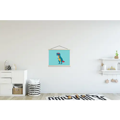 Dinosaurus - Blauw - Zonnebril textielposter latten blank klein -kinderkamer