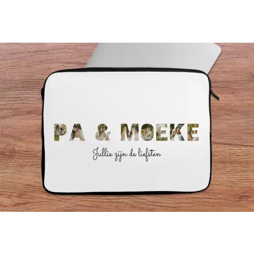 Pa & Moeke - Lettercollage laptophoes neopreen klein -tafel