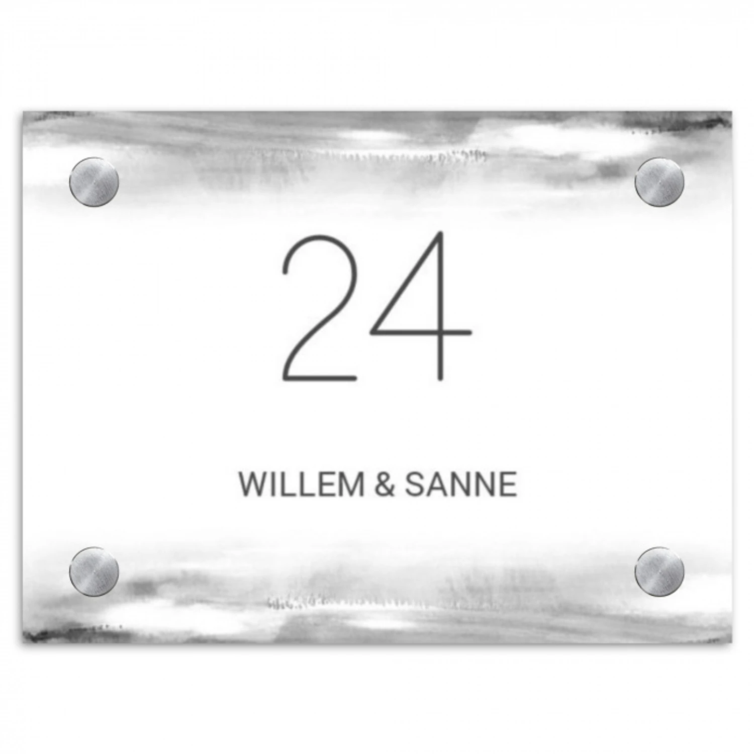 Aquarel - Zwart wit - Klassiek Naambord Rechthoek middel -3d