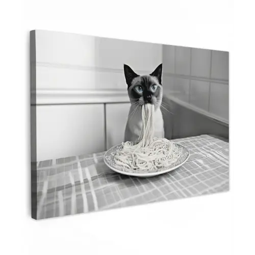 Kat - Siamees - Zwart Wit - Schattig - Dieren Tuinposter op houten frame 2 cm dik klein -3d