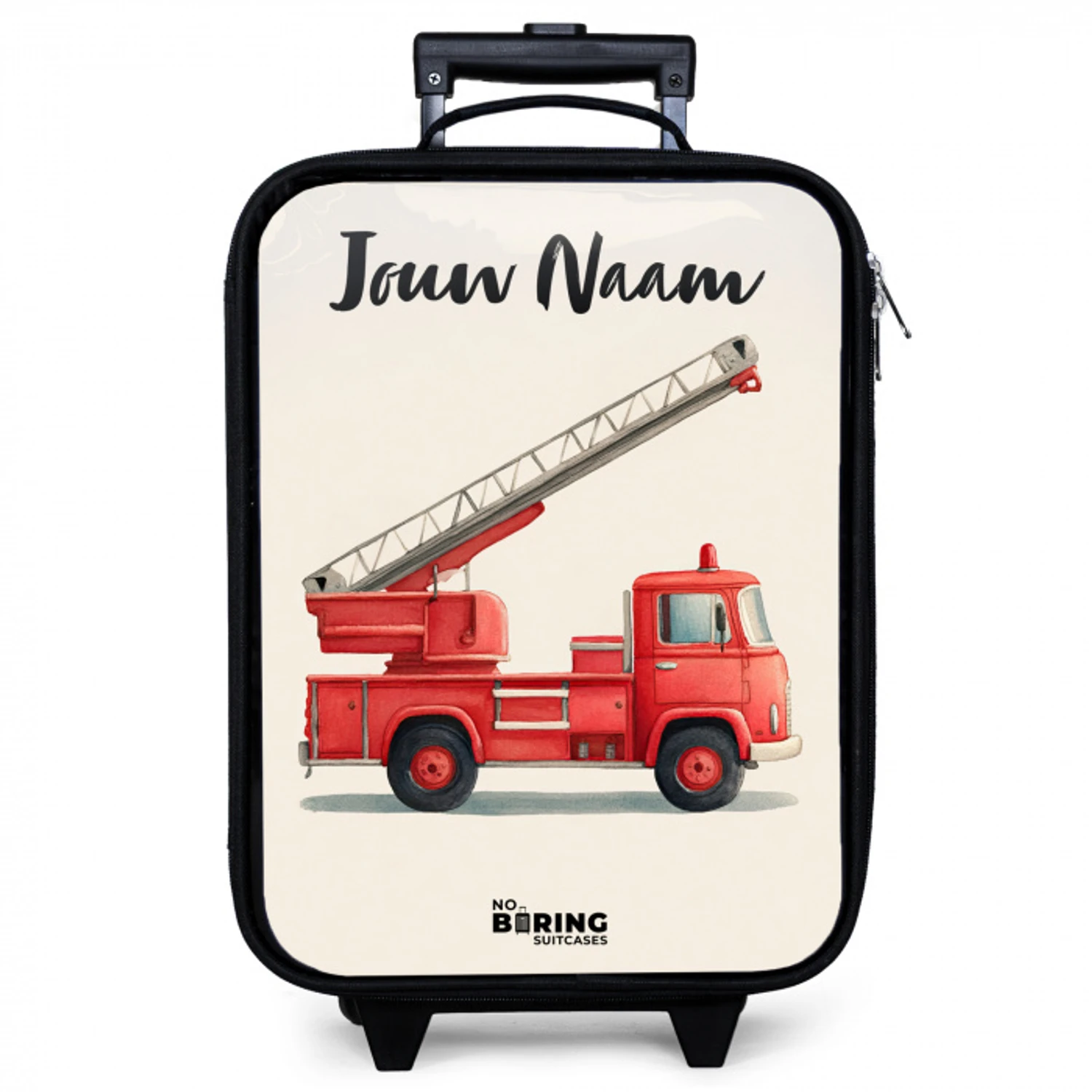 Brandweerwagen - Getekend - Rood Kinderkoffer - Zwart klein -zzz_website3d
