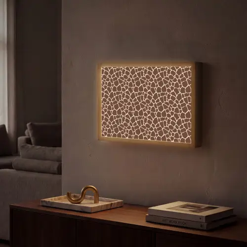 Patroon - Giraf - Bruin Light Box met batterij (Wandlamp) middel 907 -sfeer1