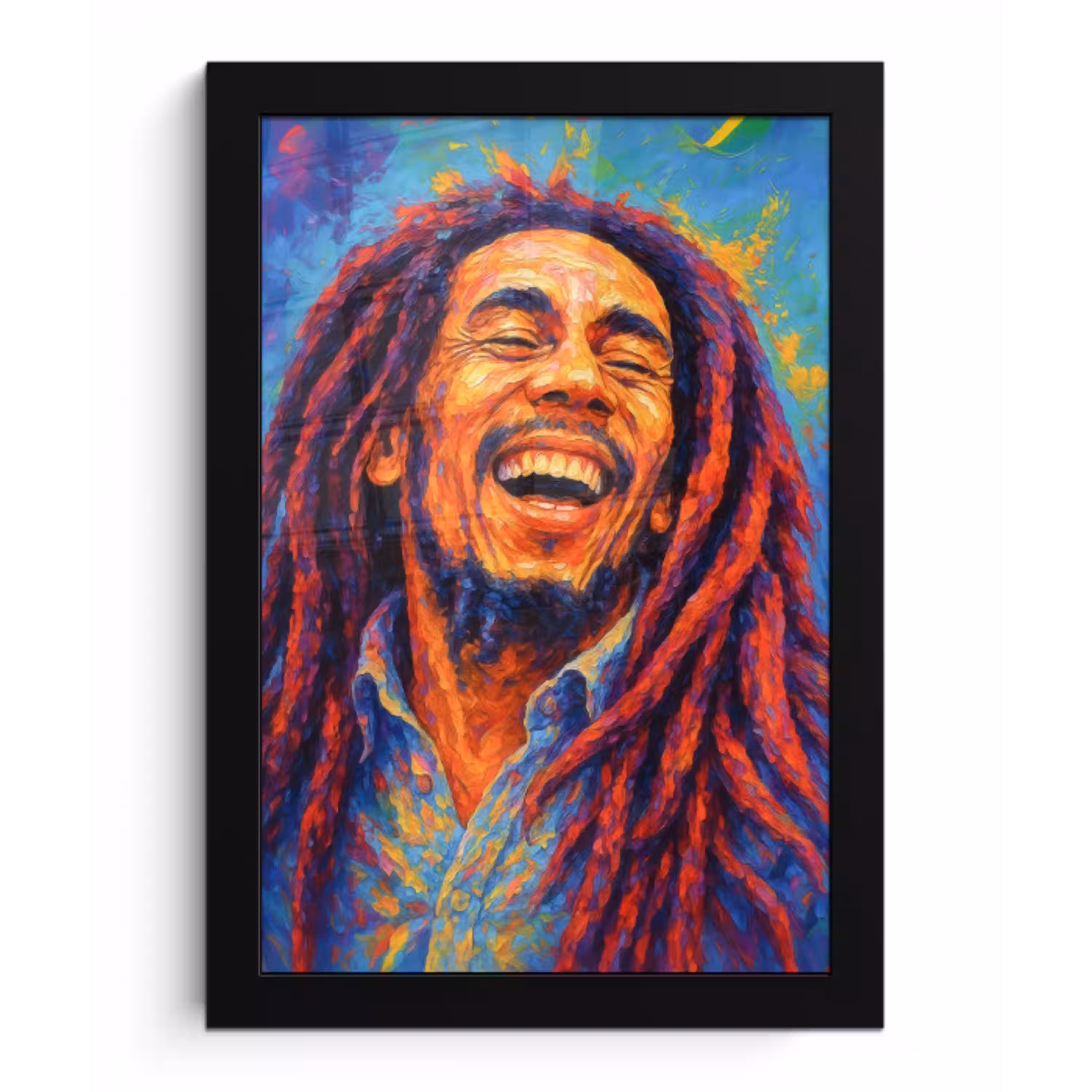 Regenboogkleuren - Man - schilderij fotolijst zwart zonder passe partout klein -3d