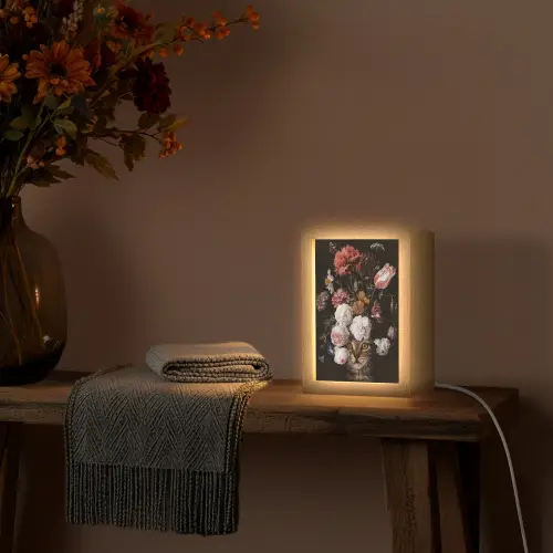 Stilleven met bloemen - Jan Davidsz de Heem - Kat Light Box met kabel (Wandlamp) klein -sfeer4