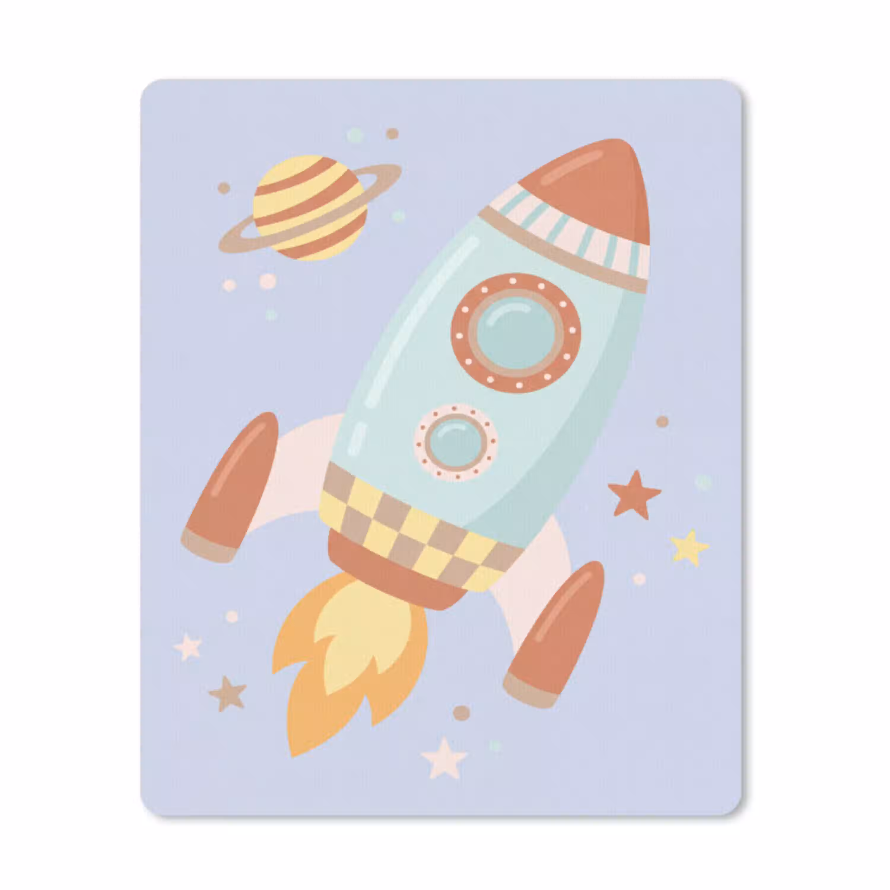 Raket - Ruimte - Planeet - Illustratie muismat rubber klein -3d