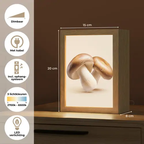 Champignons - Zacht - Beige Light Box met kabel (Tafellamp) klein -USP_NL