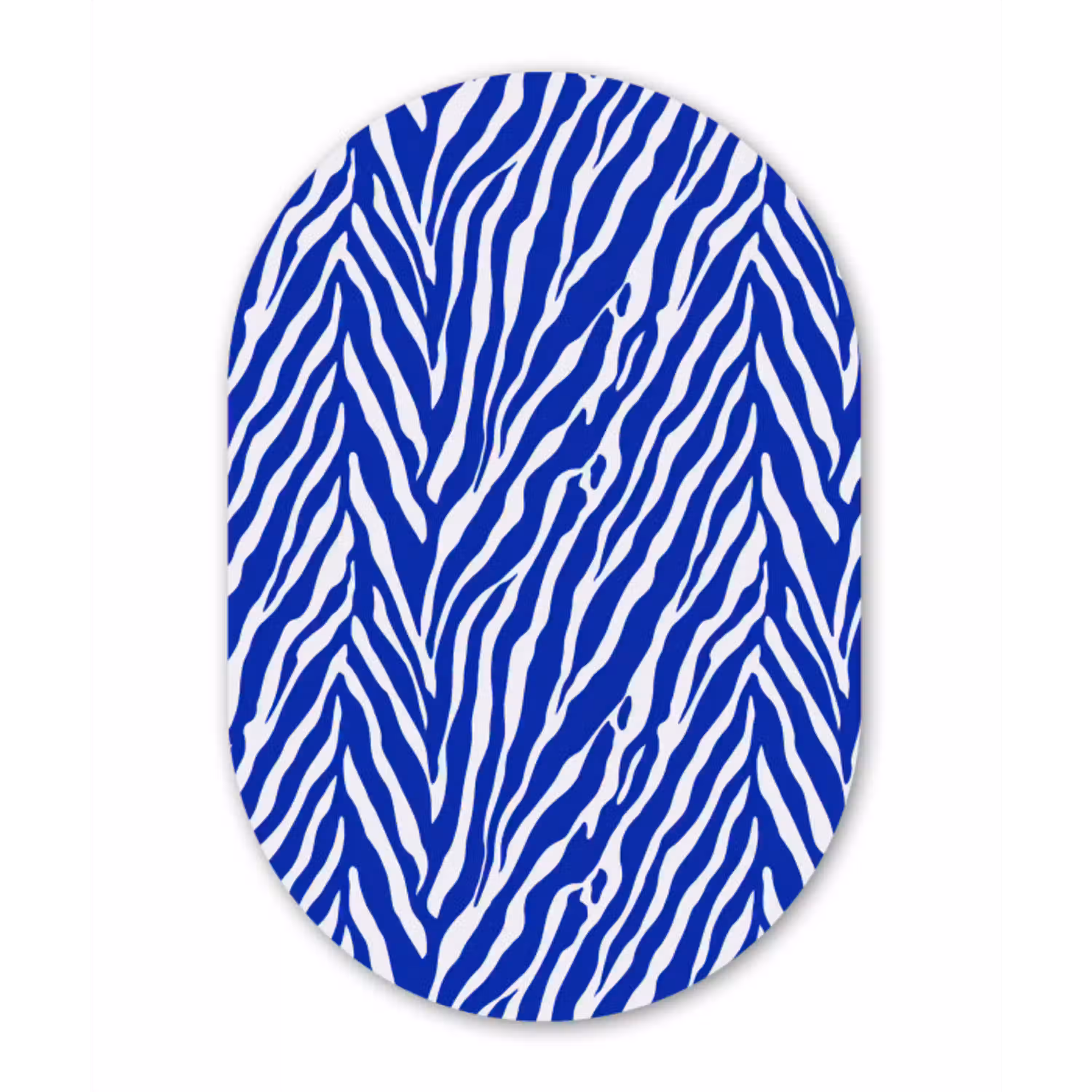 Zebra - Patroon - Kobalt - Blauw Wandcirkel Ovaal Aluminium middel 839 -3d