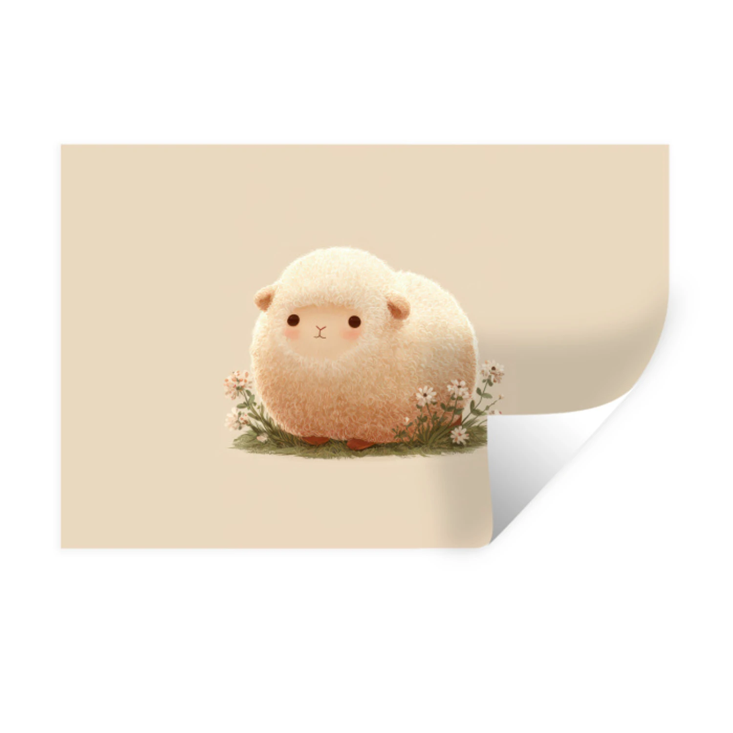 Muursticker - Schaap - Beige - Bloemen | Topdoek.nl