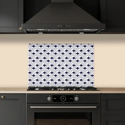 Oceaan - Visachtig - Blauw - Wit keuken achterwand spatscherm klein 900 -sfeer1