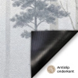 Bos - Bomen - Mist - Natuur - Illustratie - Grijs Deurmat klein -antislip_NL