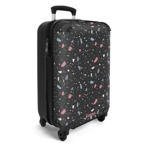 Terrazzo patroon zwart met pastel NBS - Handbagage koffer - Volwassenen Unisex middel -productfoto_3d