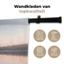Bomen - Reflectie - Water - Zonsopgang - Serene Wandkleed katoen middel -sfeer2