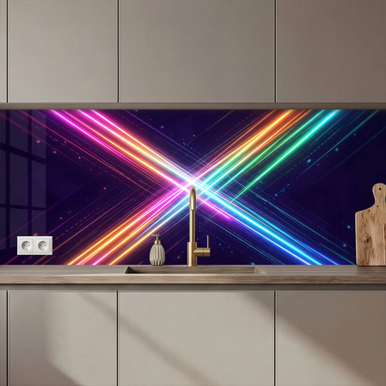 Kruisen - Lasterstralen - Neon keuken achterwand 2 middel zz_3dshopping