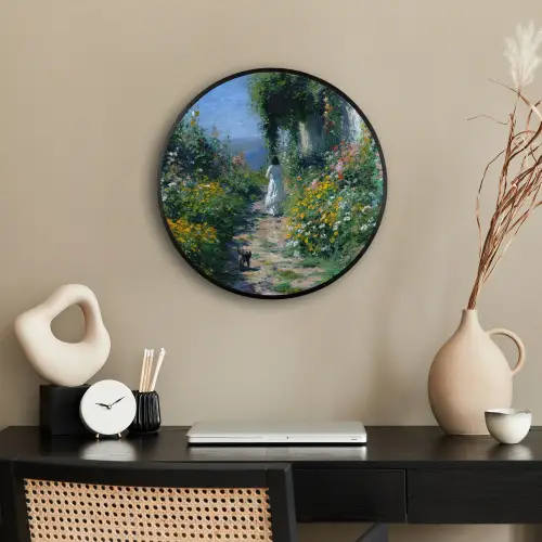 Kat - Vrouw - Bloemen - Huis Fotolijst rond zonder passe partout klein -sfeer1